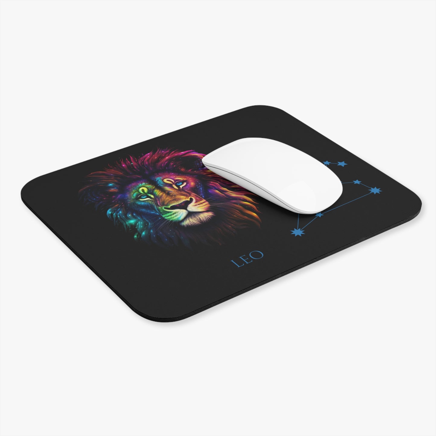 Leo Zodiac Mouse Pad – Cosmic Lion Art & Constellation Design