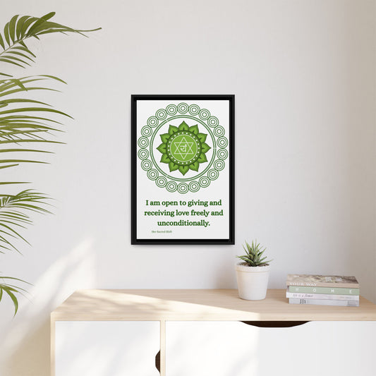 Heart Chakra Canvas – “Open to Love” Wall Art (Framed)