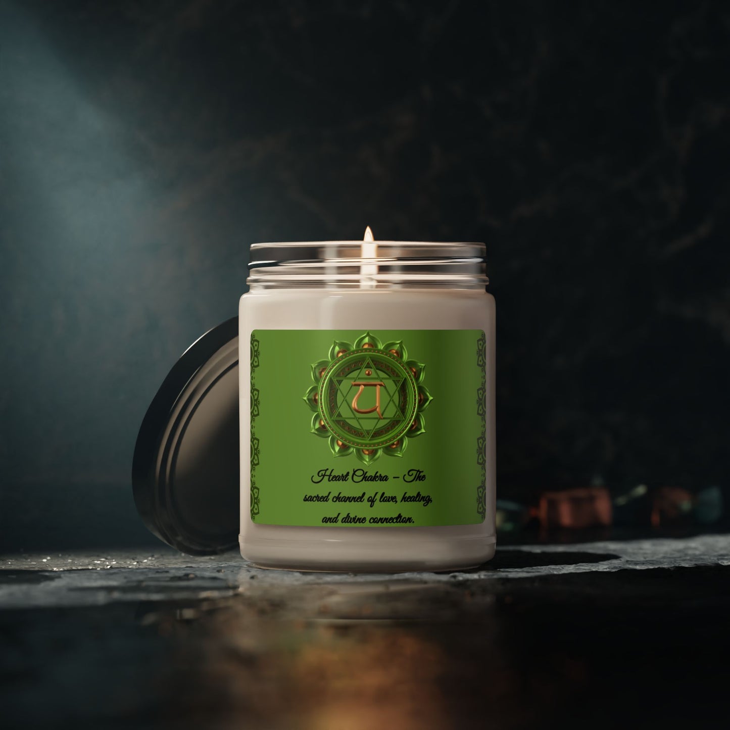 Heart Chakra Candle – Sea Salt + Orchid Scented Soy Candle, 9oz