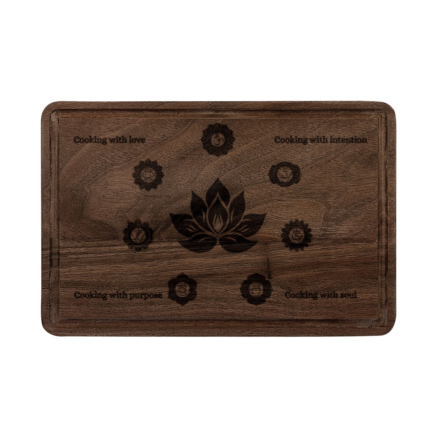 Sacred Lotus Chakra Cutting Board – Maple or Walnut | Cook with Intention, Love & Soul