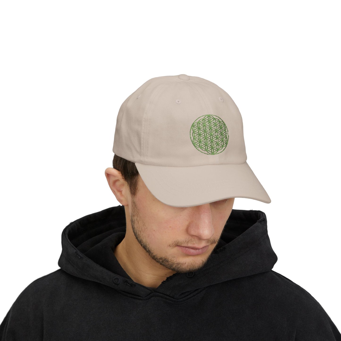 Flower of Life Dad Cap- Flower of Life Design- Green