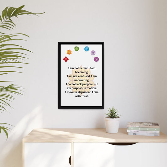 Chakra Alignment Canvas – “I Am Becoming” Affirmation Art (Framed)