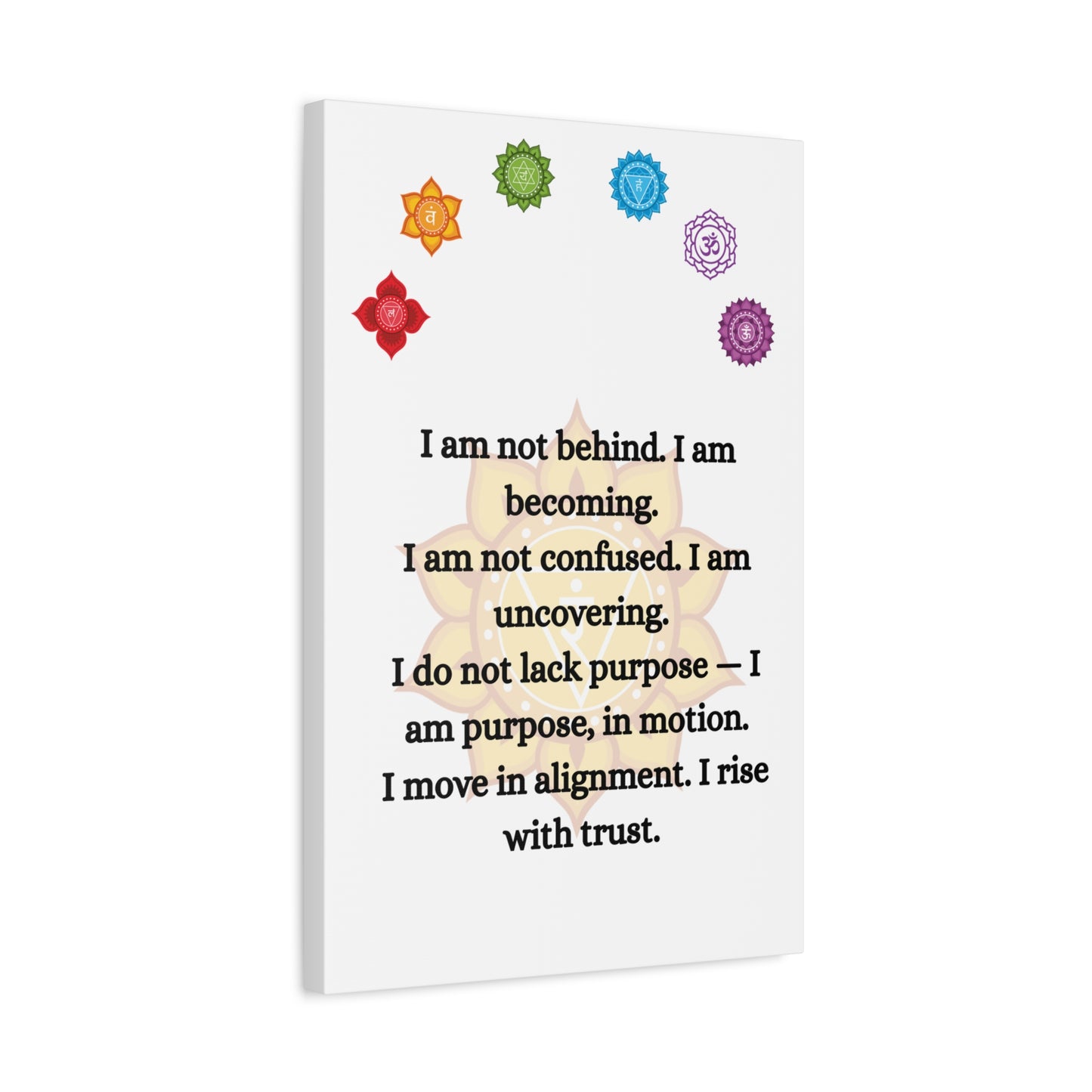 Chakra Alignment Canvas – “I Am Becoming” Affirmation Art (Unframed)