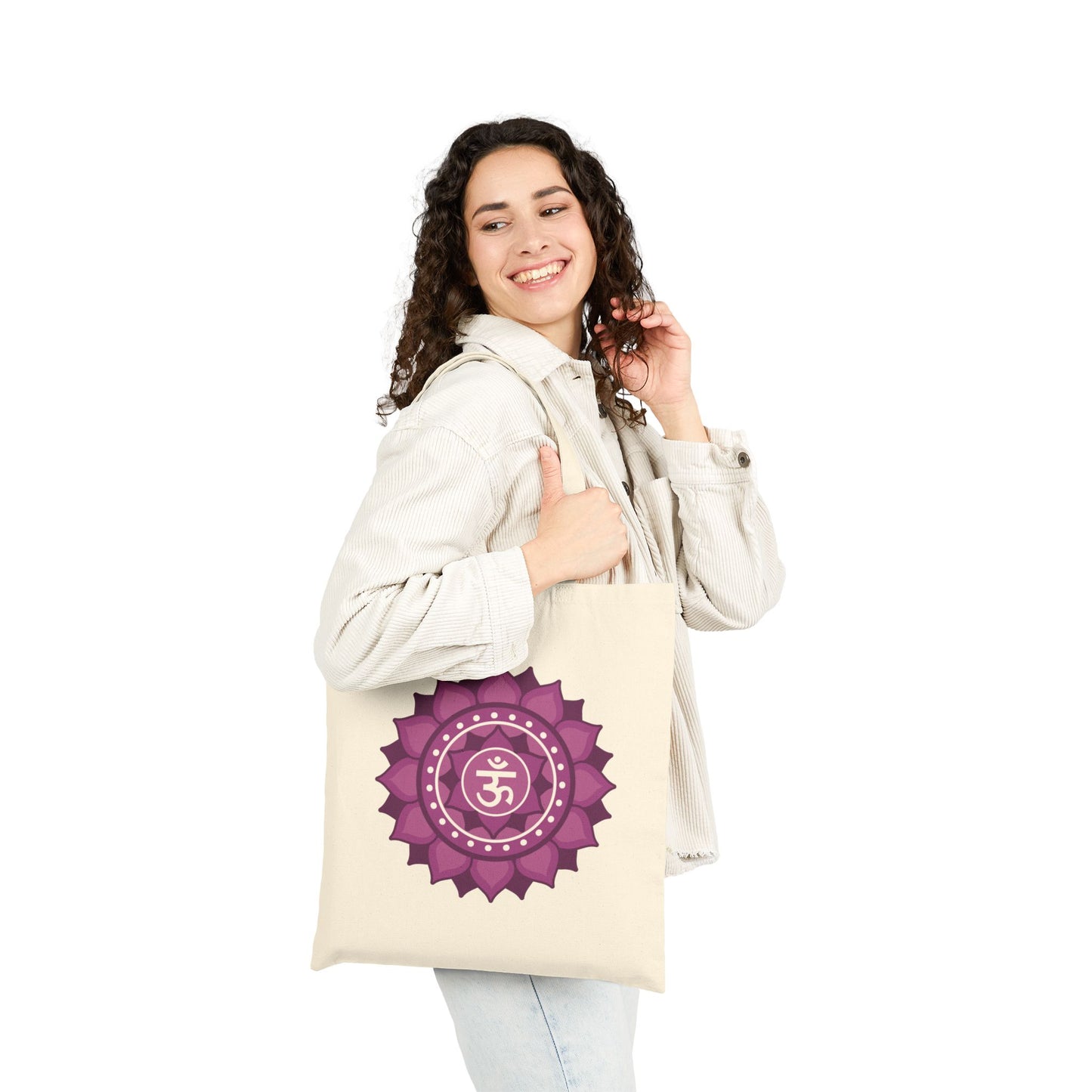 Crown Chakra Cotton Canvas Tote – “I Am Divinely Guided”