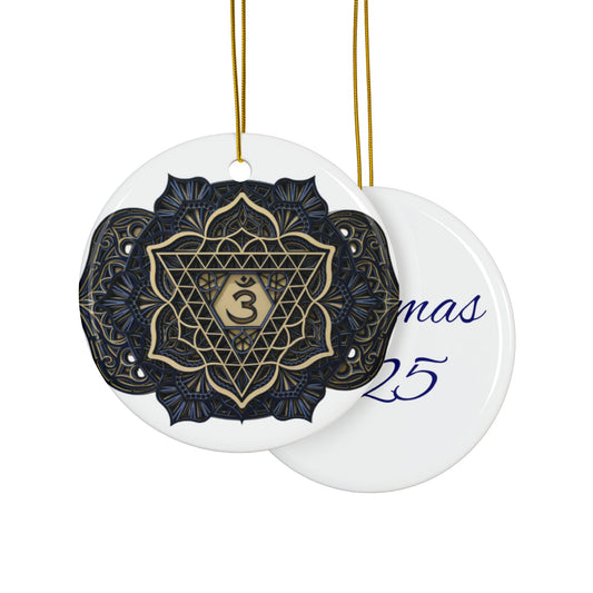 Third Eye Chakra Mandala Design Ceramic Ornament