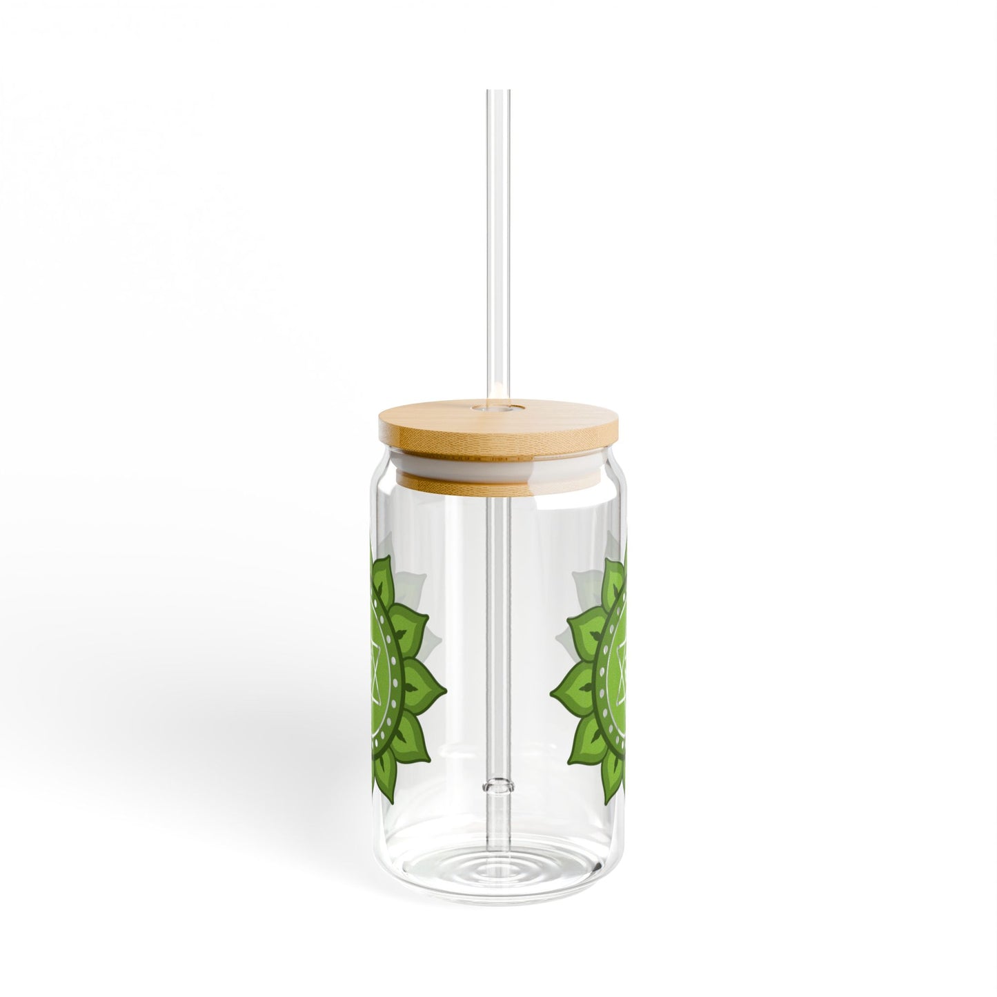 Heart Chakra Sipper Glass – 16oz Bamboo Lid & Straw