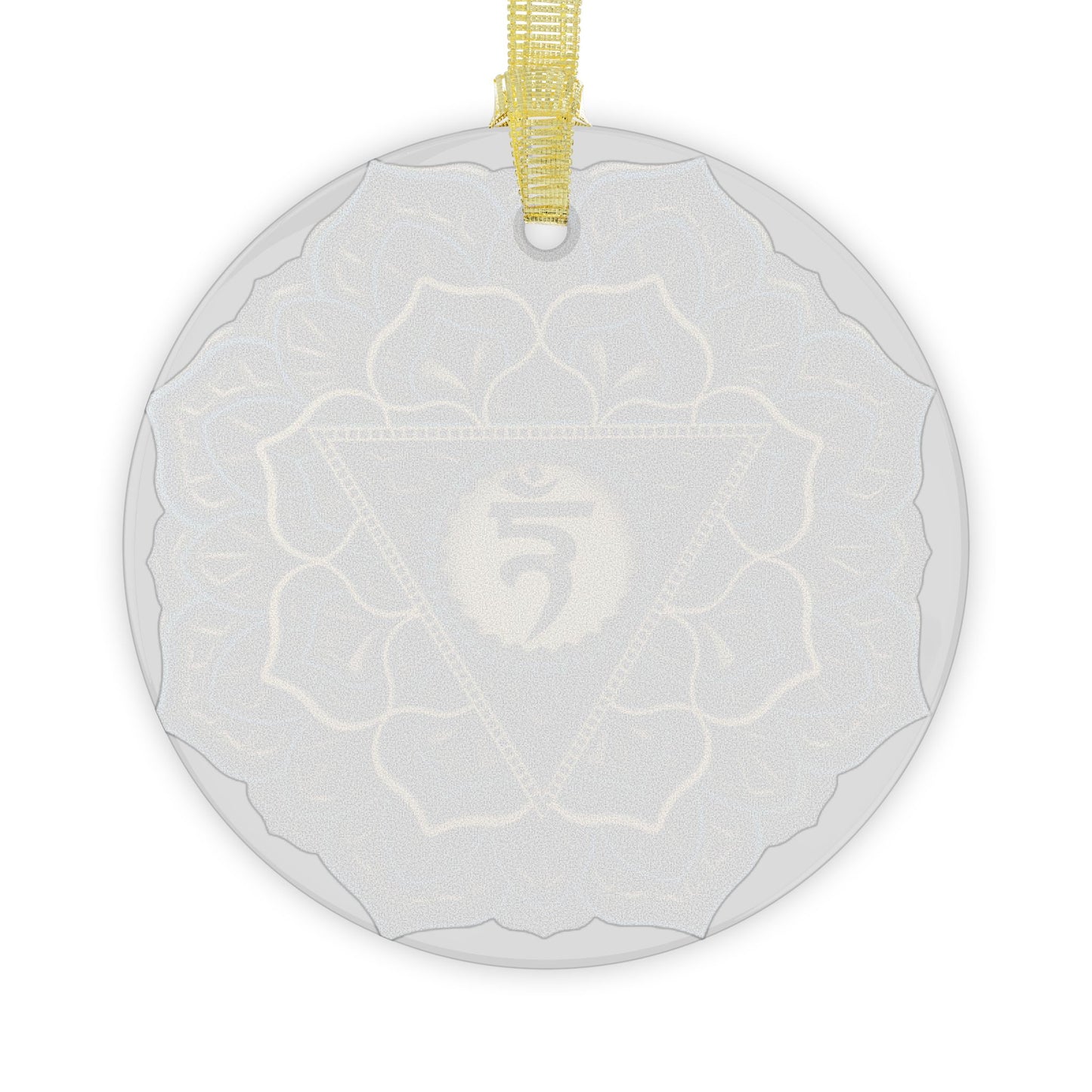 Throat Chakra Mandala Design Glass Ornament