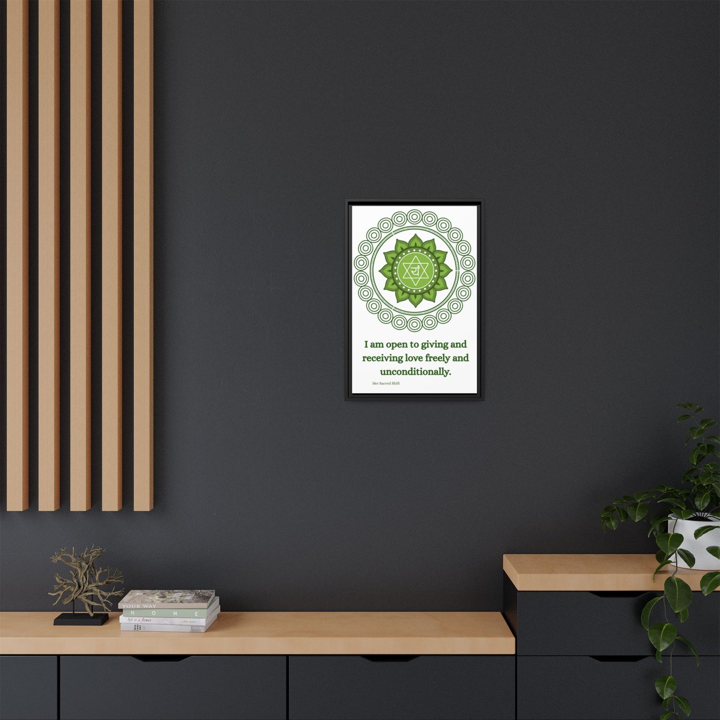 Heart Chakra Canvas – “Open to Love” Wall Art (Framed)