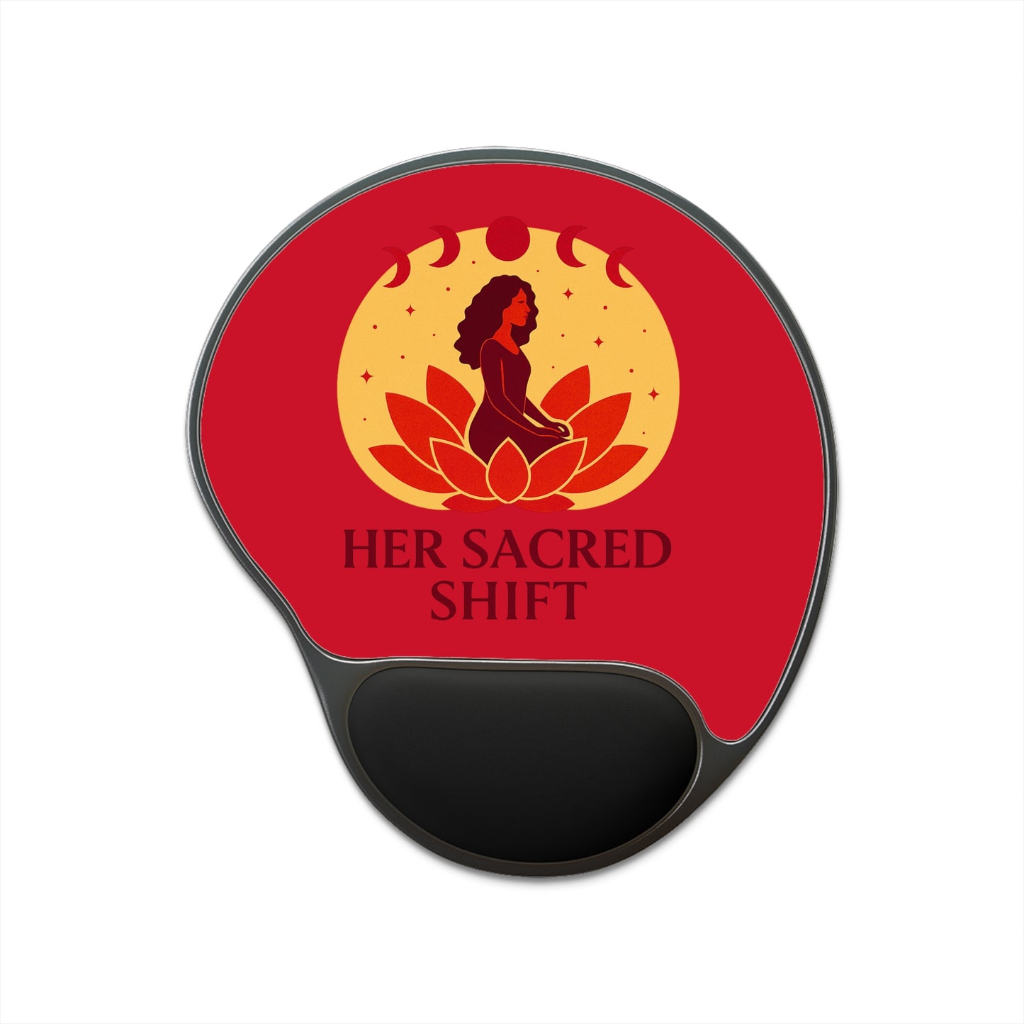 Her Sacred Shift Root Chakra Mouse Pad with Wrist Rest — Grounded Strength Edition