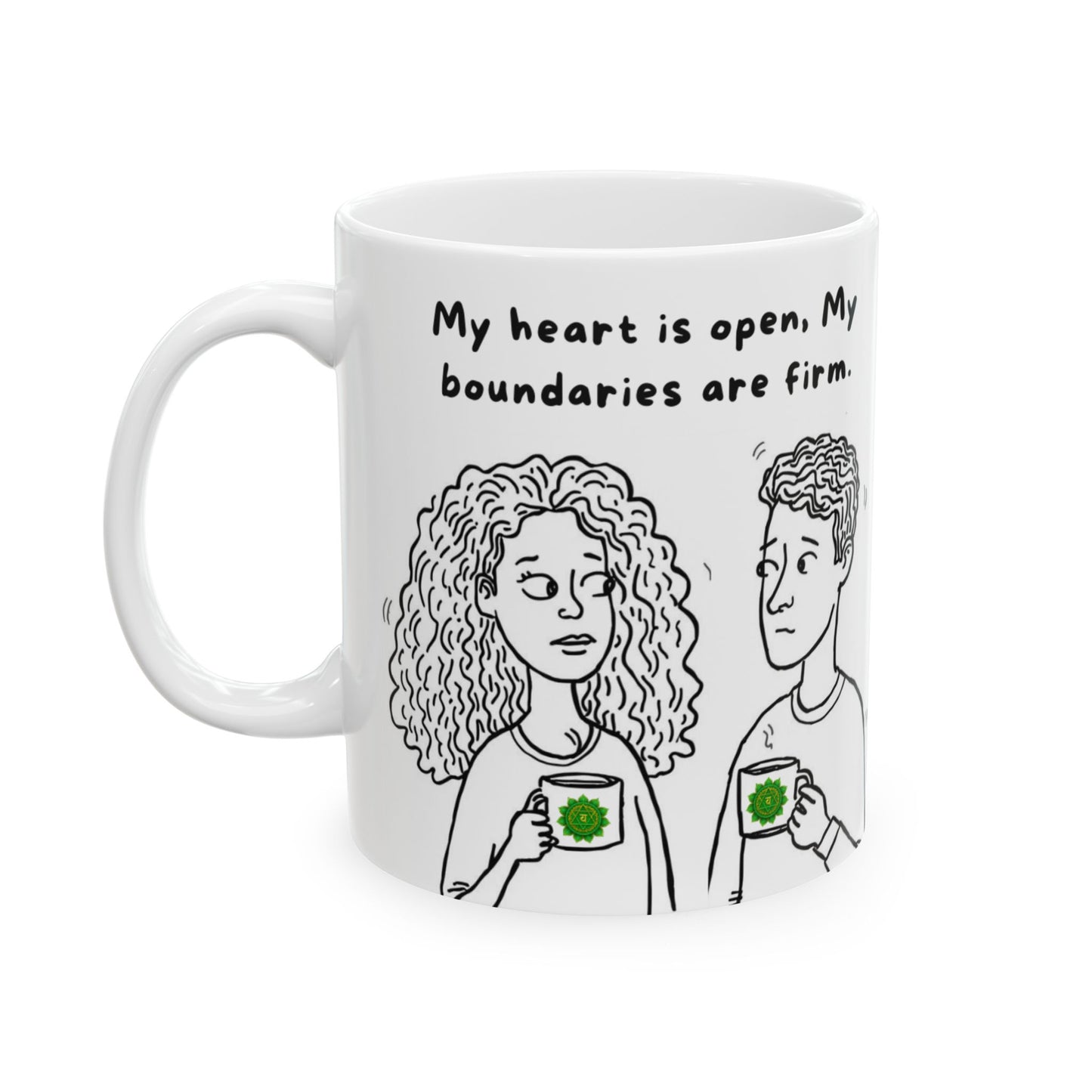 Animated Heart Chakra Mug – Open to Love… Proceeding Carefully (11oz & 15oz)