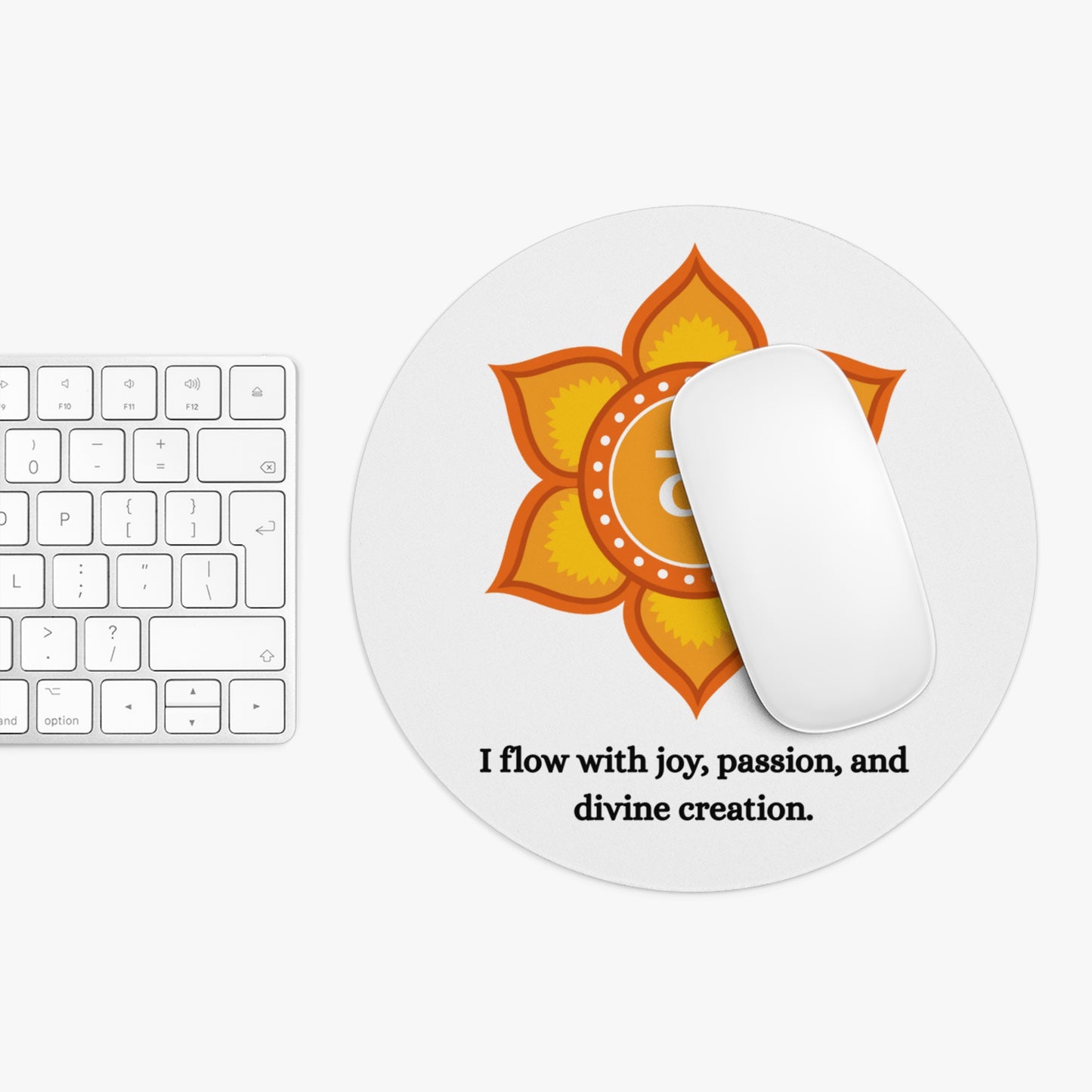 Sacral Chakra Mouse Pad – Svadhisthana Lotus Design with Creativity & Passion Affirmation