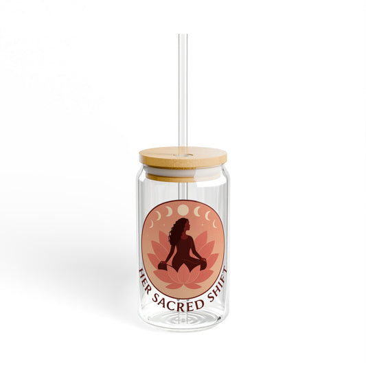Her Sacred Shift Sipper Glass – Aligned. Empowered. Becoming. | 16oz