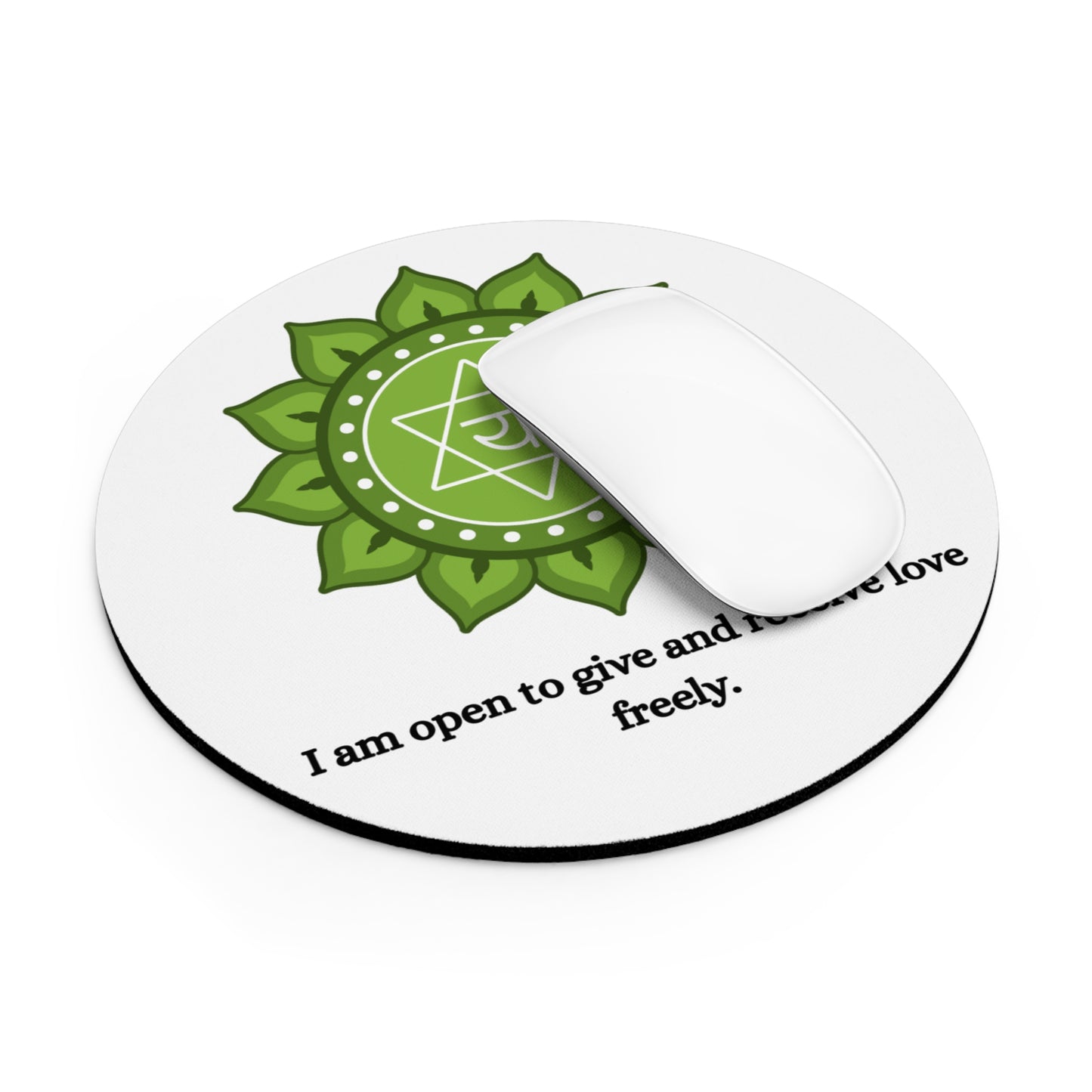 Heart Chakra Mouse Pad – Anahata Lotus Symbol with Love & Openness Affirmation
