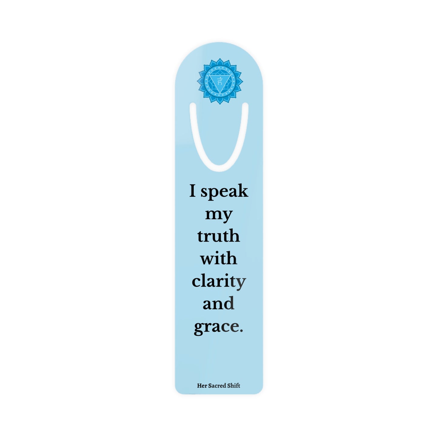Throat Chakra Stainless Steel Bookmark – “I Speak My Truth with Grace”