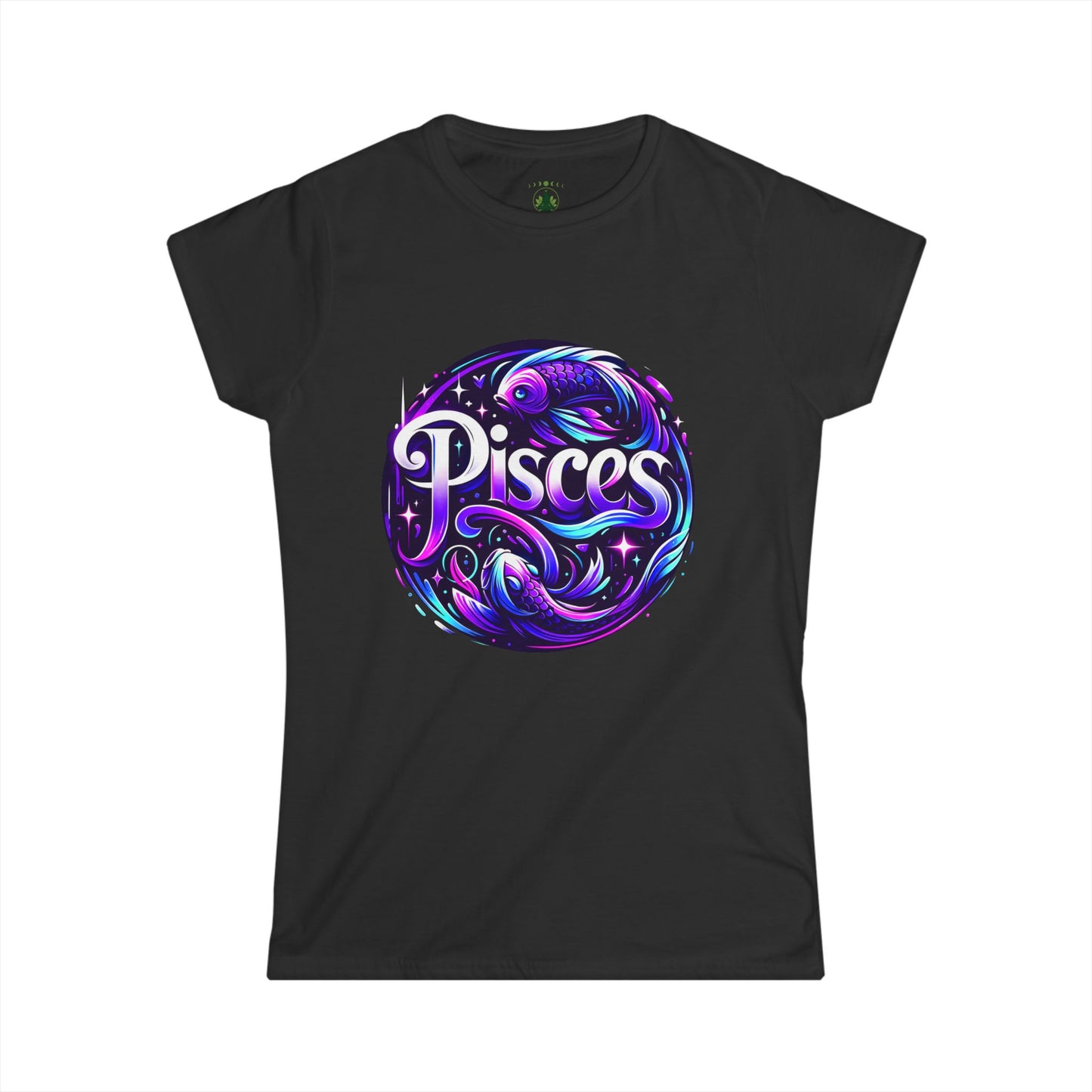 Pisces Zodiac T-Shirt – Bold Black & White Design 1