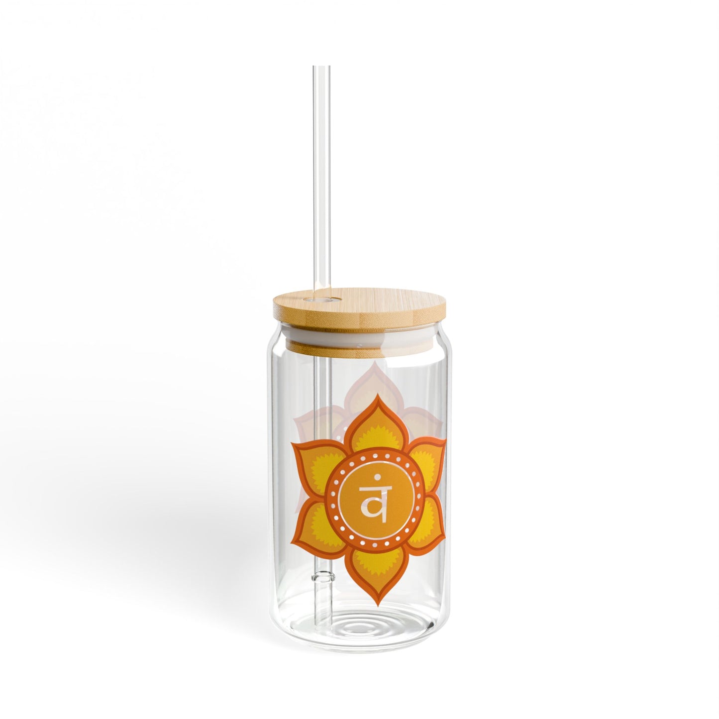 Sacral Chakra Sipper Glass – 16oz Bamboo Lid & Straw