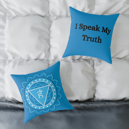 Throat Chakra Throw Pillow – I Speak My Truth - Full Color