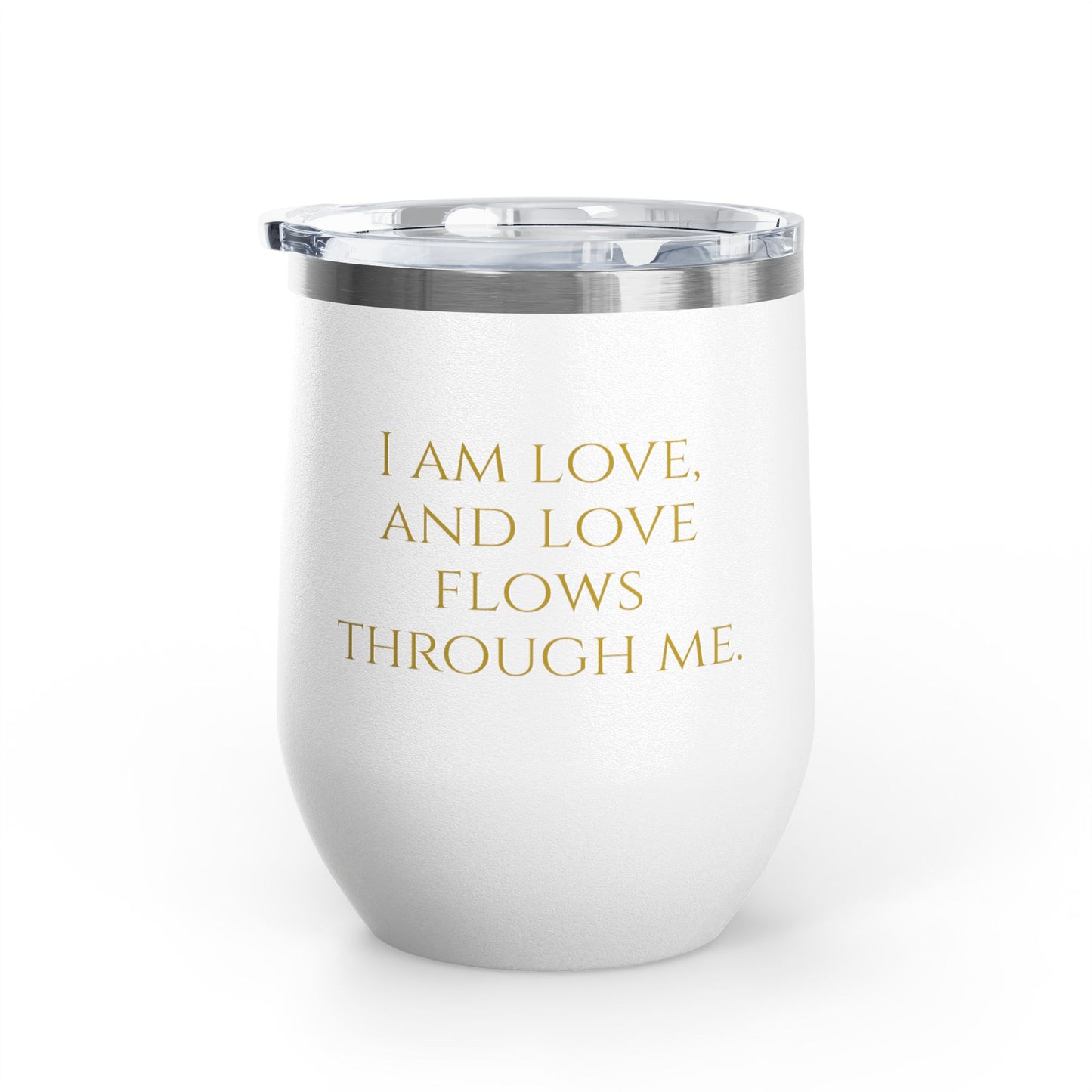 Heart Chakra Wine Tumbler – I Am Love, and Love Flows Through Me - 12oz