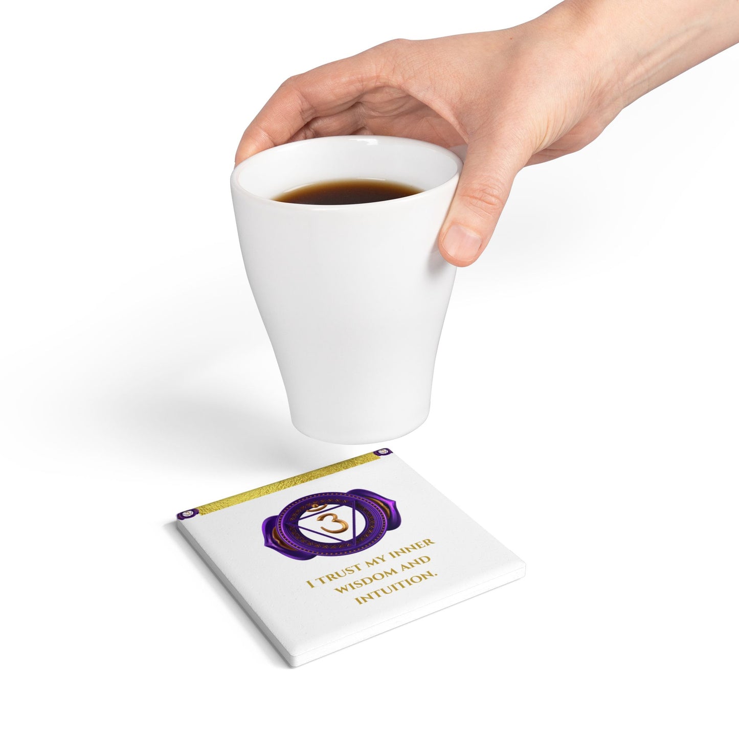 Third Eye Chakra Coaster – Awaken Insight & Intuition | Golden Chakra Collection