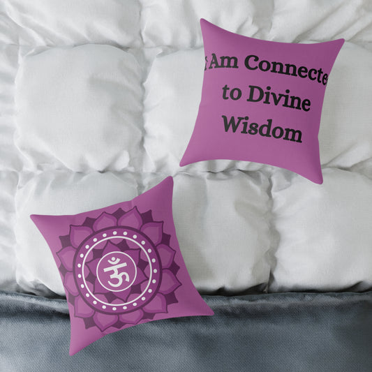 Crown Chakra Throw Pillow – I Am Connected to Divine Wisdom - Full Color