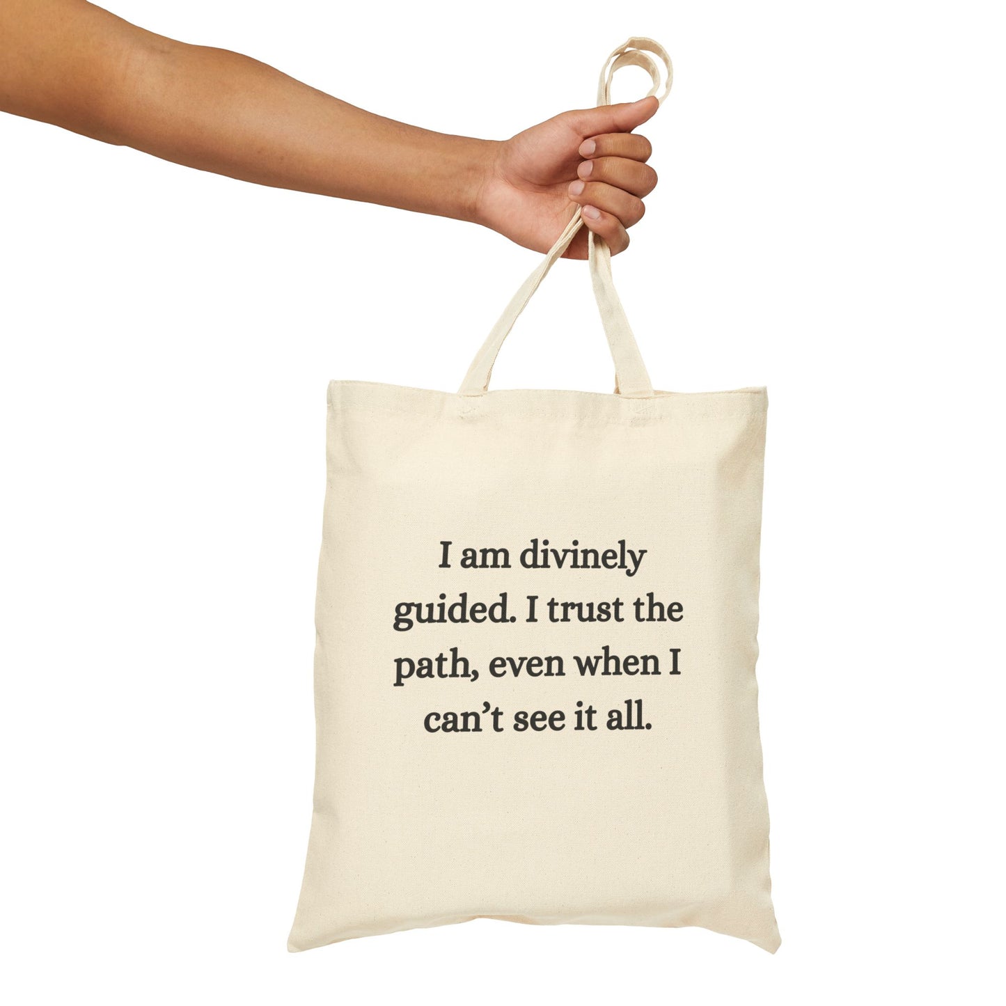 Crown Chakra Cotton Canvas Tote – “I Am Divinely Guided”