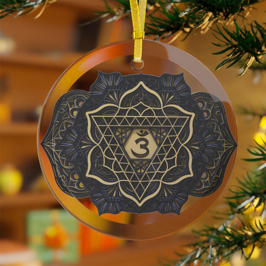 Third Eye Chakra Mandala Design Glass Handmade Ornament