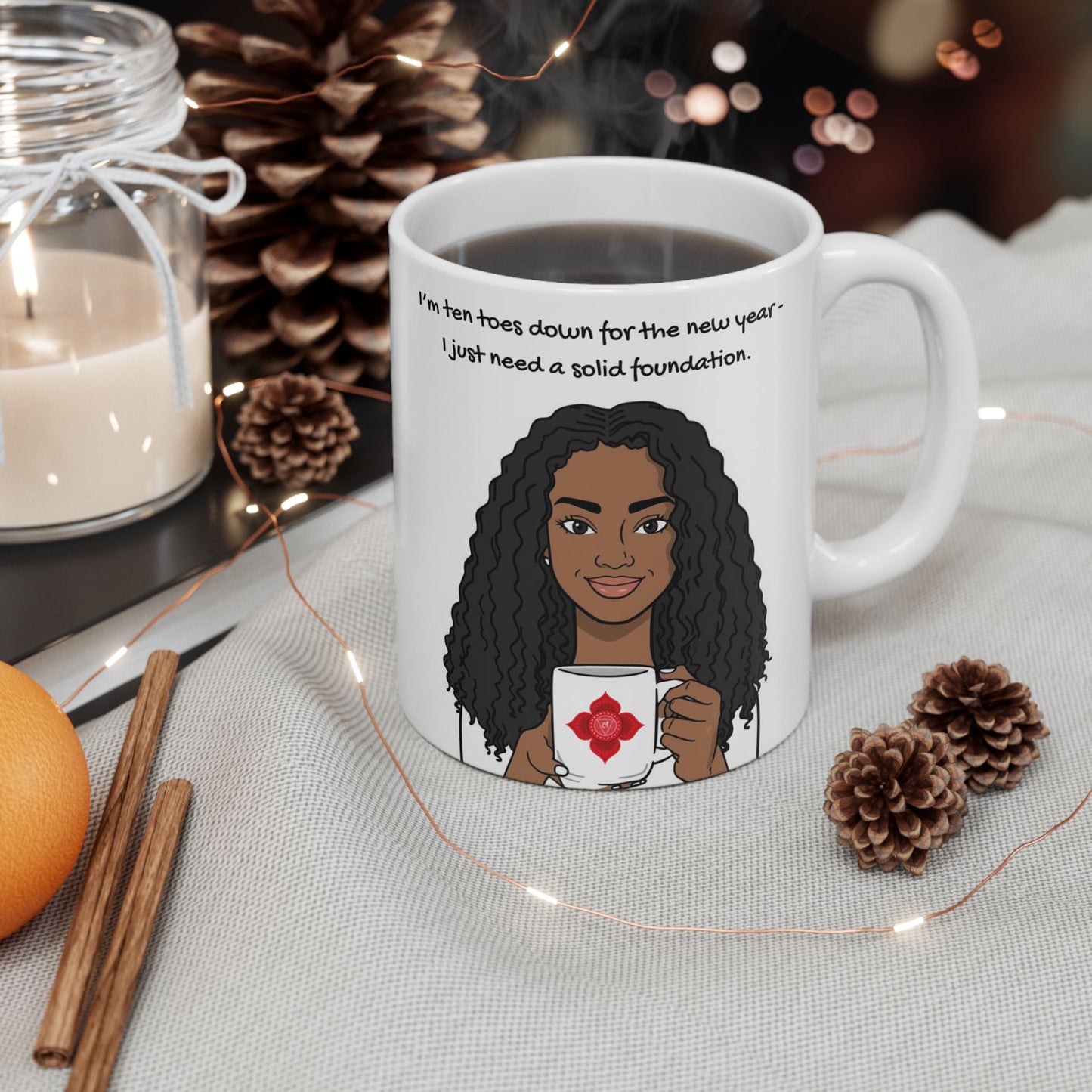 Root Chakra 2026 Animation Mug – “Ten Toes Down” | Grounded Energy Coffee Cup (11oz & 15oz)