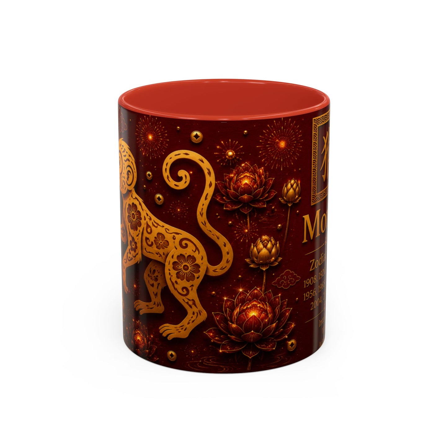 Monkey Zodiac Coffee Mug — Chinese Zodiac Years & Traits Accent Mug (11/15oz)