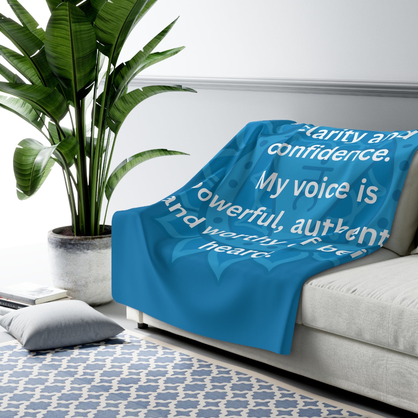 Throat Chakra Premium Sherpa Blanket — Truth, Expression & Confident Communication