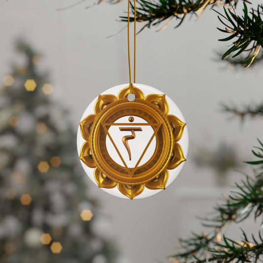 Solar Plexus Chakra Ceramic Ornament – Radiant Holiday Confidence