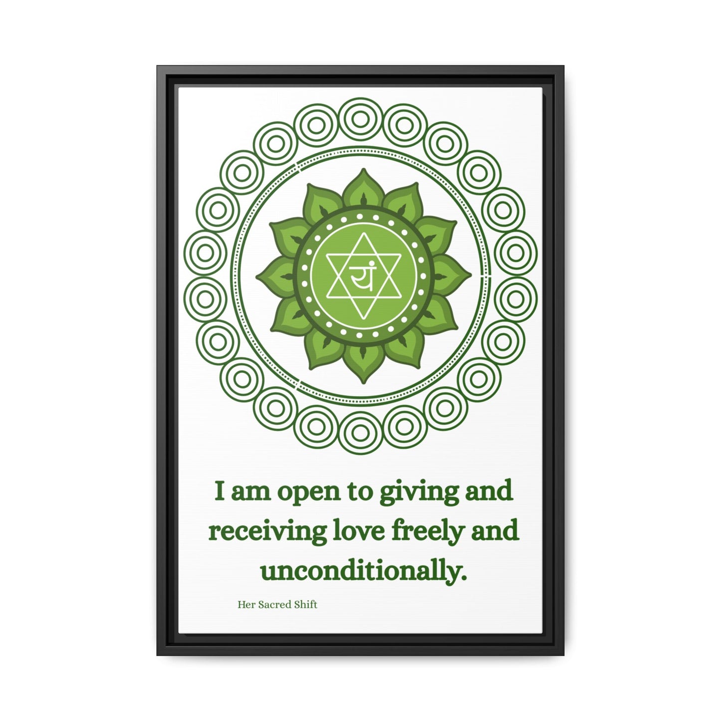 Heart Chakra Canvas – “Open to Love” Wall Art (Framed)