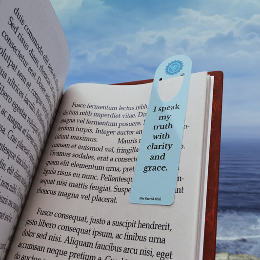 Throat Chakra Stainless Steel Bookmark – “I Speak My Truth with Grace”