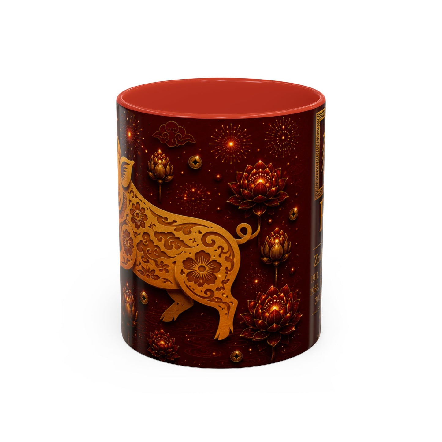 Pig Zodiac Coffee Mug — Chinese Zodiac Years & Traits Accent Mug