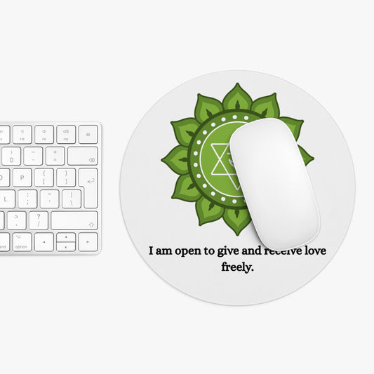 Heart Chakra Mouse Pad – Anahata Lotus Symbol with Love & Openness Affirmation
