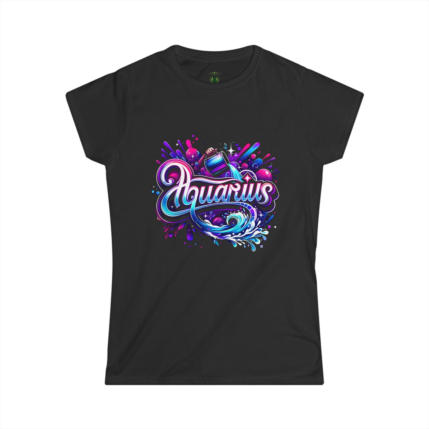 Aquarius Zodiac T-Shirt – Bold Black & White Design 2