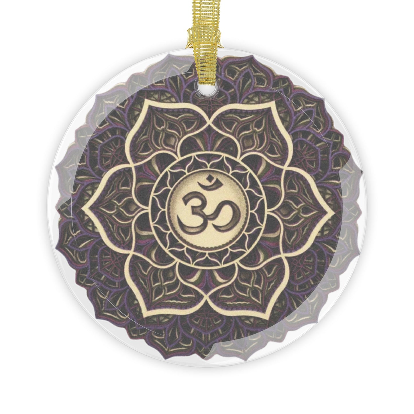 Crown Chakra Mandala Design Glass Ornament