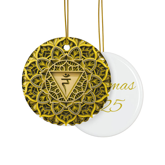 Solar Plexus Mandala Design Ceramic Ornaments