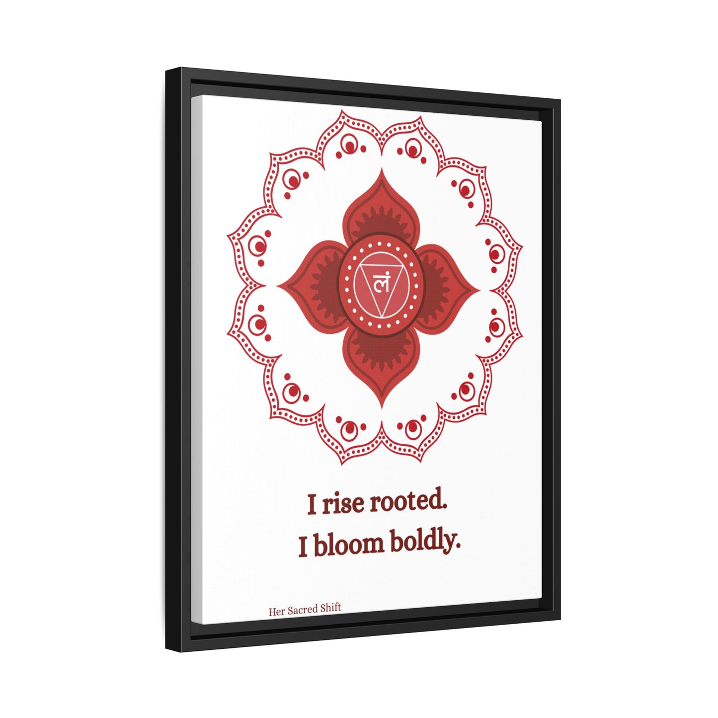 Root Chakra Canvas – “I Rise Rooted” Wall Art (Framed)