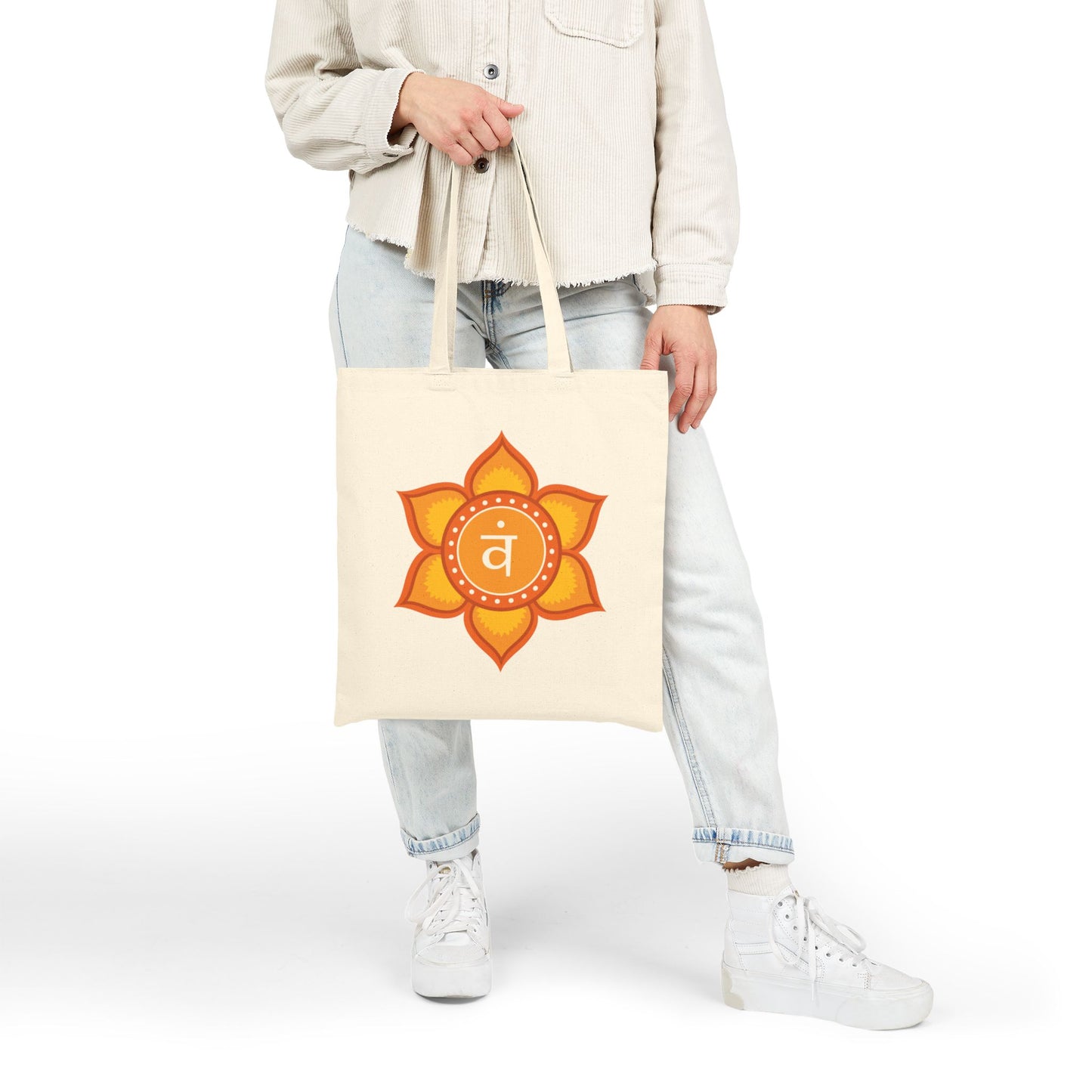 Sacral Chakra Cotton Canvas Tote – “I Embrace My Flow”