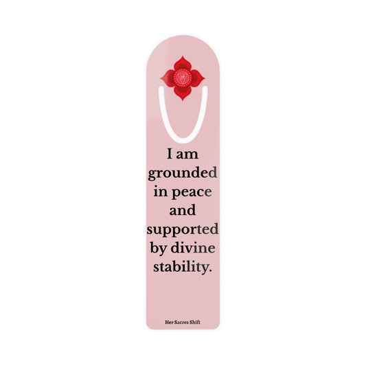 Root Chakra Stainless Steel Bookmark – “I Am Grounded in Peace”
