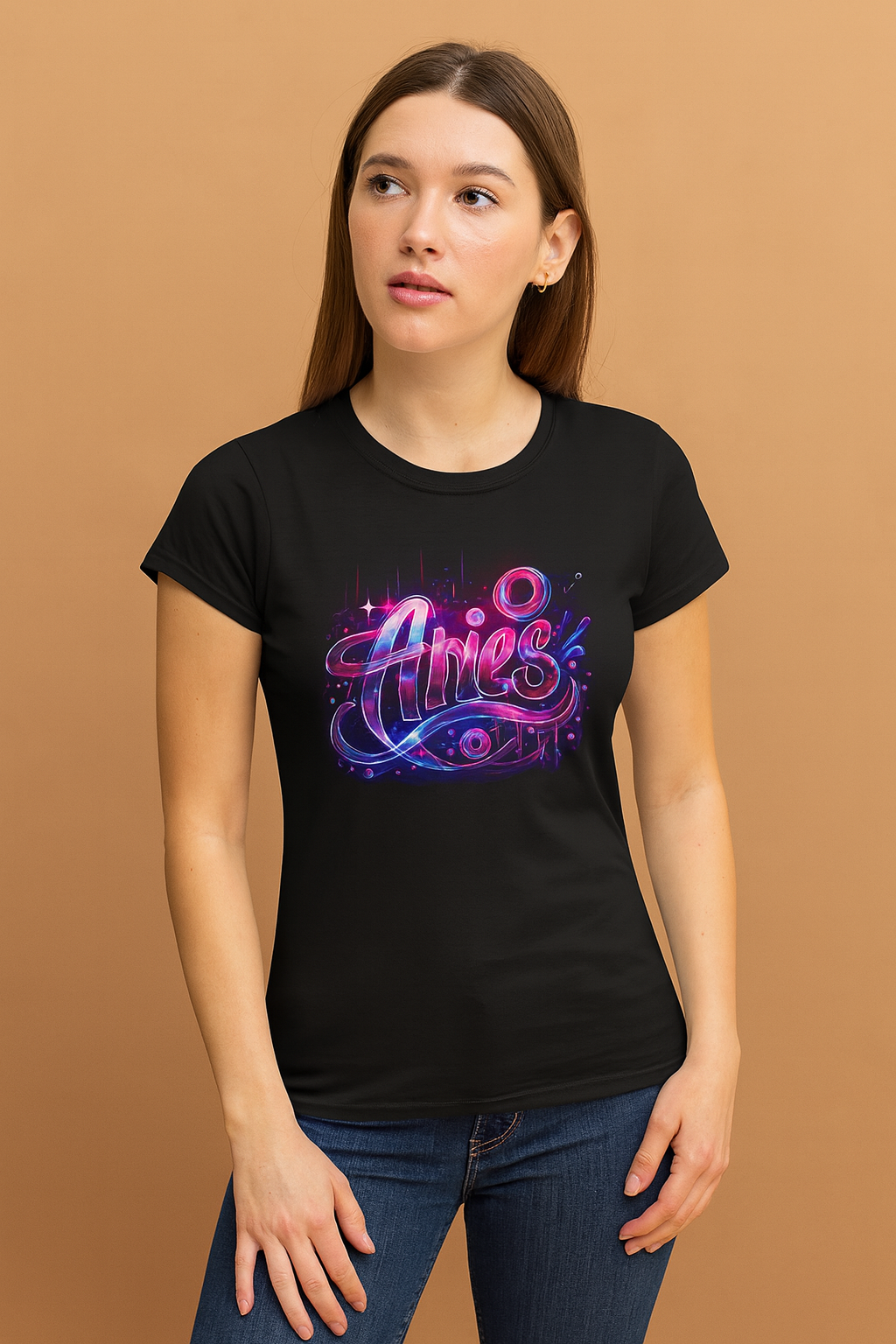Aries Zodiac T-Shirt – Bold Black & White Design 1