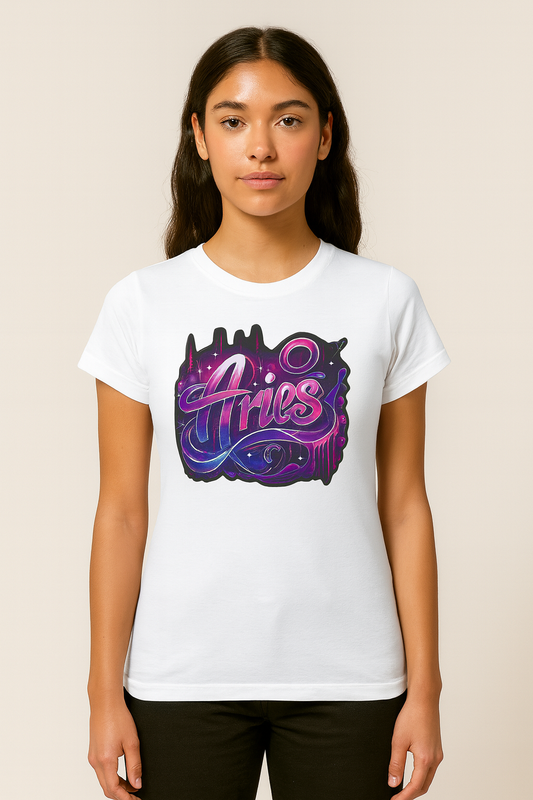 Aries Zodiac T-Shirt – Bold Black & White Design 1