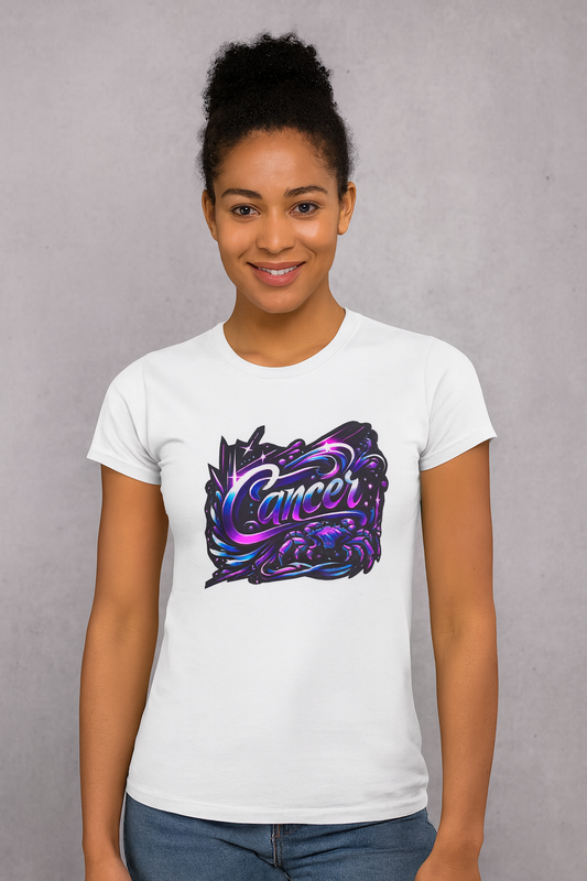 Cancer Zodiac T-Shirt – Bold Black & White Design 1
