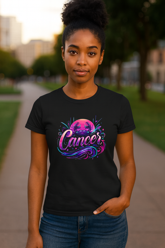 Cancer Zodiac T-Shirt – Bold Black & White Design 2
