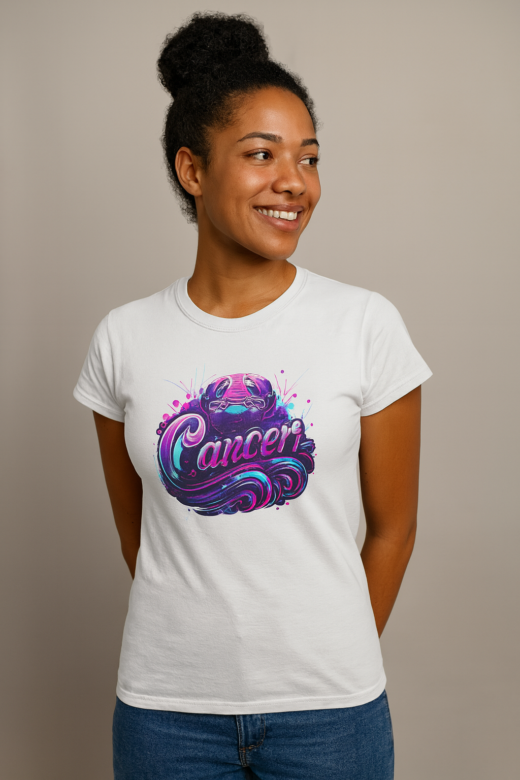 Cancer Zodiac T-Shirt – Bold Black & White Design 2