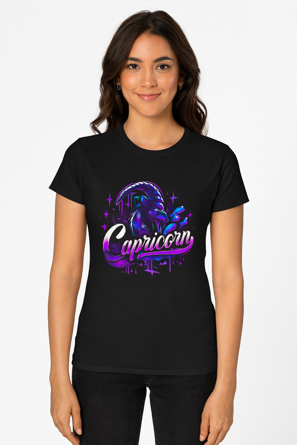 Capricorn Zodiac T-Shirt – Bold Black & White Design 1