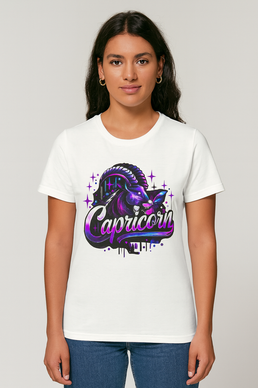 Capricorn Zodiac T-Shirt – Bold Black & White Design 1