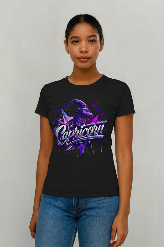 Capricorn Zodiac T-Shirt – Bold Black & White Design 2