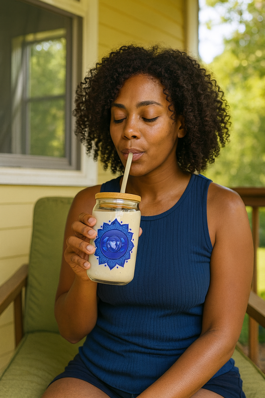 Third Eye Chakra Sipper Glass – 16oz Bamboo Lid & Straw