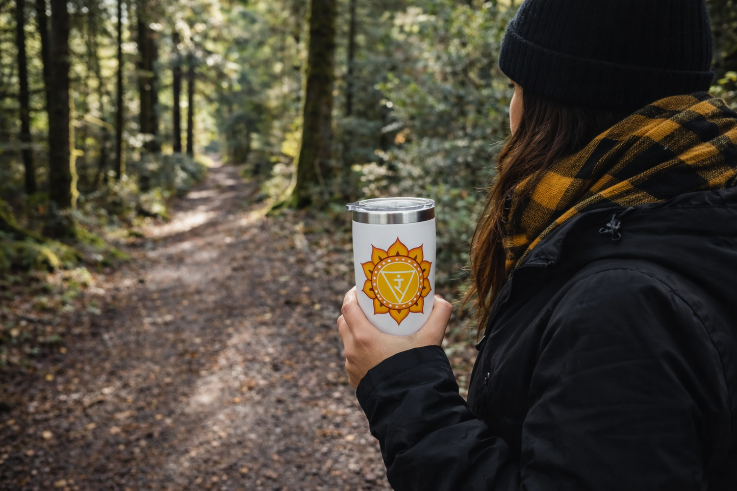 Solar Plexus Chakra Stainless Steel 20oz Tumbler – Confidence & Power (White)